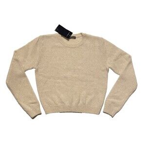 Brandy Melville Crewneck Wool Sweater Oatmeal Cream Beige